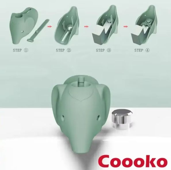 Elephant Faucet Cover for Kids Silicone Bath Spout Protector with Easy Installation
