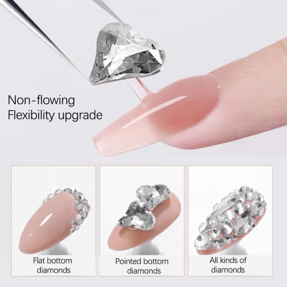 Super Strong Adhesive Rhinestone Glue Fast Curing Clear Rhinestone UV Nail Gel