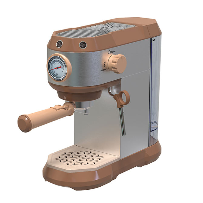 Professional Semi Automatic Espresso Coffee Maker with Pressure Meter and Milk Frother