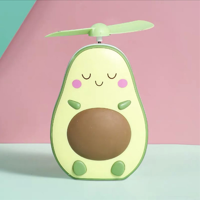 Portable Handheld Beauty Mirror LED Makeup Mirror with Soft Cute Avocado Fan