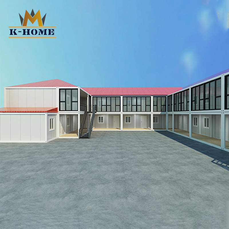 Quickly Installed Two-Story Prefab Container Hotel with Glass Curtain Wall