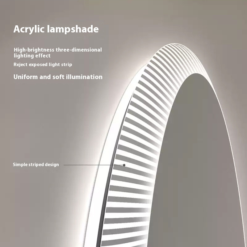 Round Smart Mirror with LED Light Strip - Wall-Mounted Makeup Mirror for Bedroom, Bathroom, Vanity, Washbasin, Bathroom & Bathroom Mirror