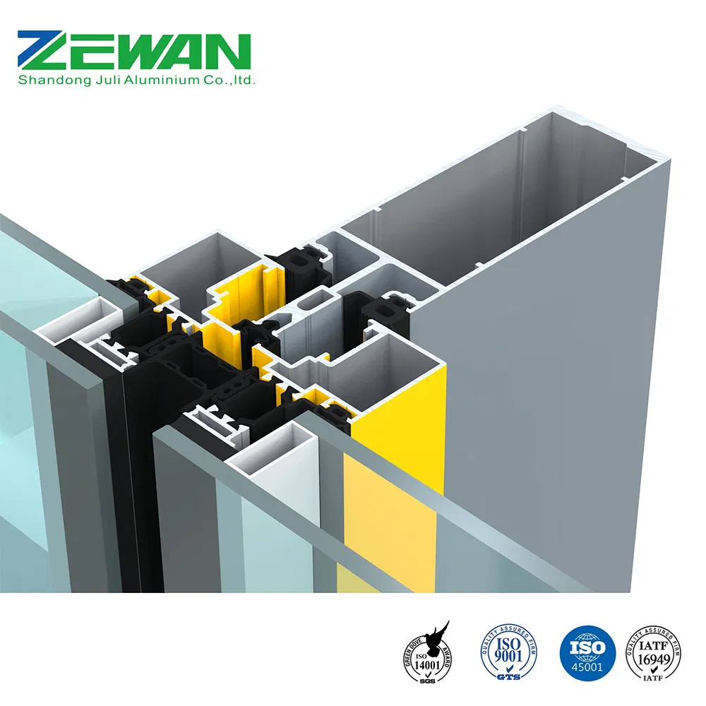 Custom Powder Coating Aluminium Curtain Wall Profile Aluminum Surface Aluminium Curtain Wall Profile