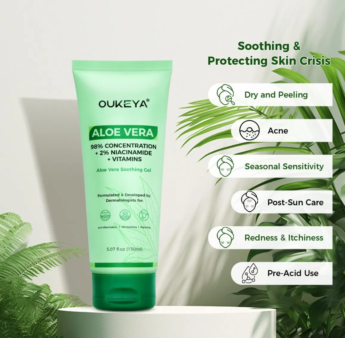 Online Wholesale and Retail Pure Organic Aloe Vera Gel Natural Hydrating and Soothing Skin Care Gel for Face Post Sun Repair Care Aloe Gel
