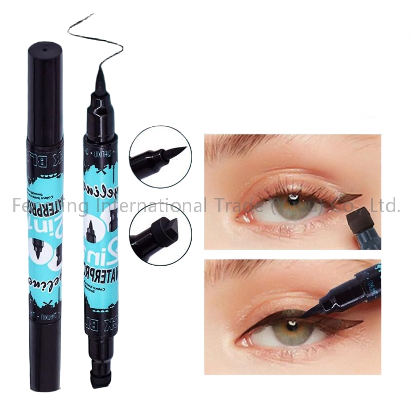 2 in 1 Waterproof Black Gel Eyeliner Pencil Stamp 48 Hours Long Lasting Eye Pen Private Label