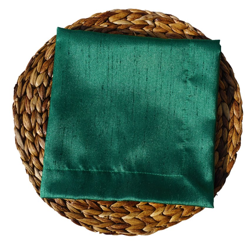 Kelly Green Luxurious Slub Satin Fabric Collection for Table Satin Napkins