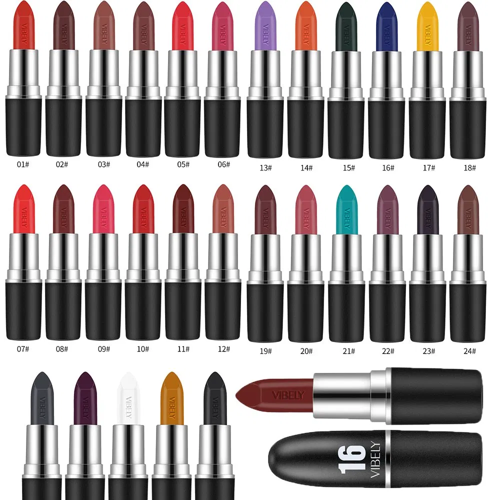 29 Colors Black Lipstick Vegan Organic Waterproof Makeup Private Label Creamy Nude Velvet Matte Lipstick