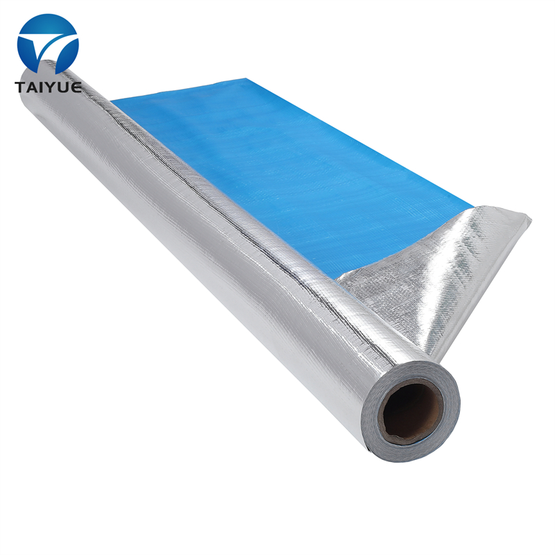 Perforated Aluminum Foil Woven Fabric with Blue PE Coating Heat Insulation Material for Roof