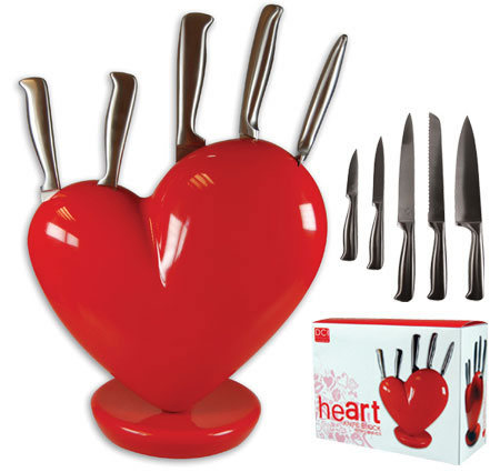 Набор ножей Amazing Heart в подставке, красный