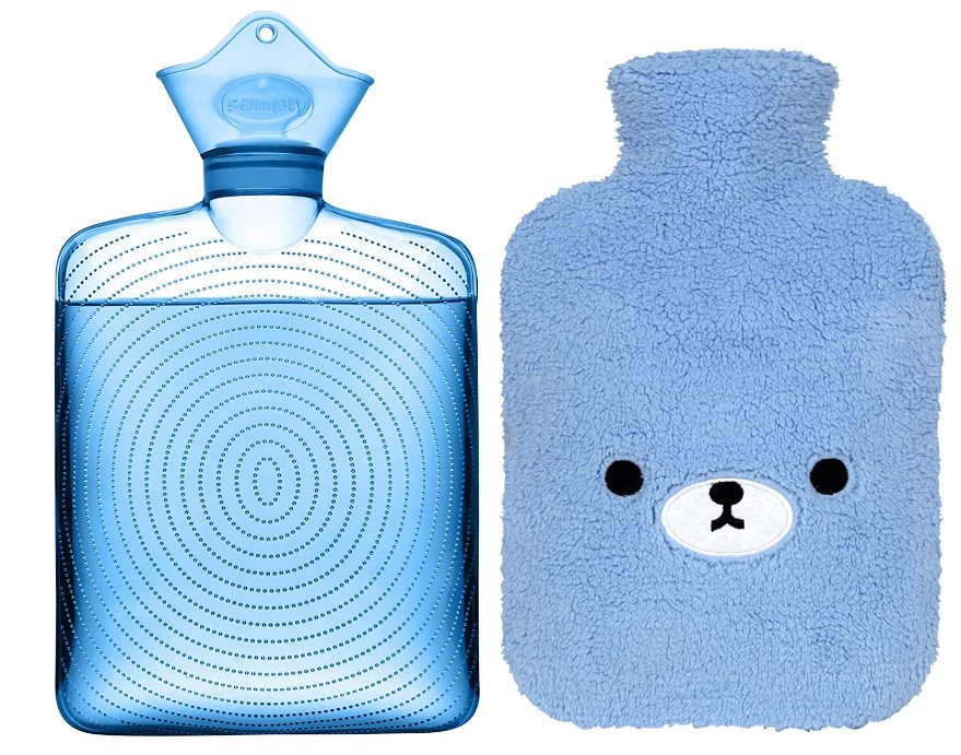 PVC Hot Water Bottle with Cute Animal Cover, 2L Hot Water Bag for Hot and Cold Compress