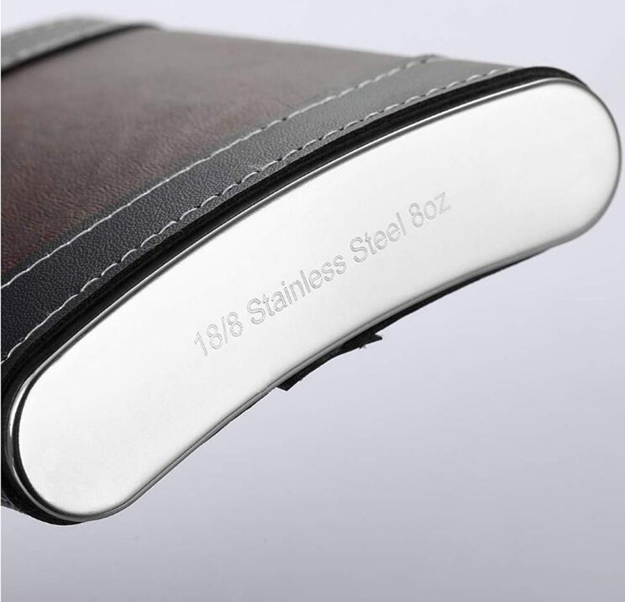 1 Pack 8 Oz Soft Touch Leather Wrap Hip Flask for Liquor