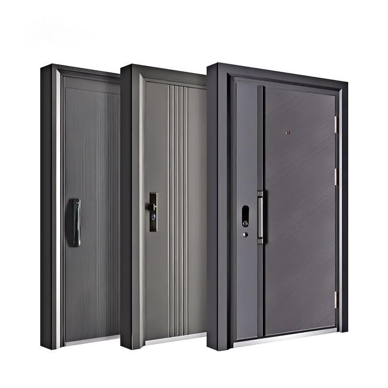 Factory Custom OEM Design Luxury Entry Doors Security Modern Main Front Metal Steel Doors for Houses