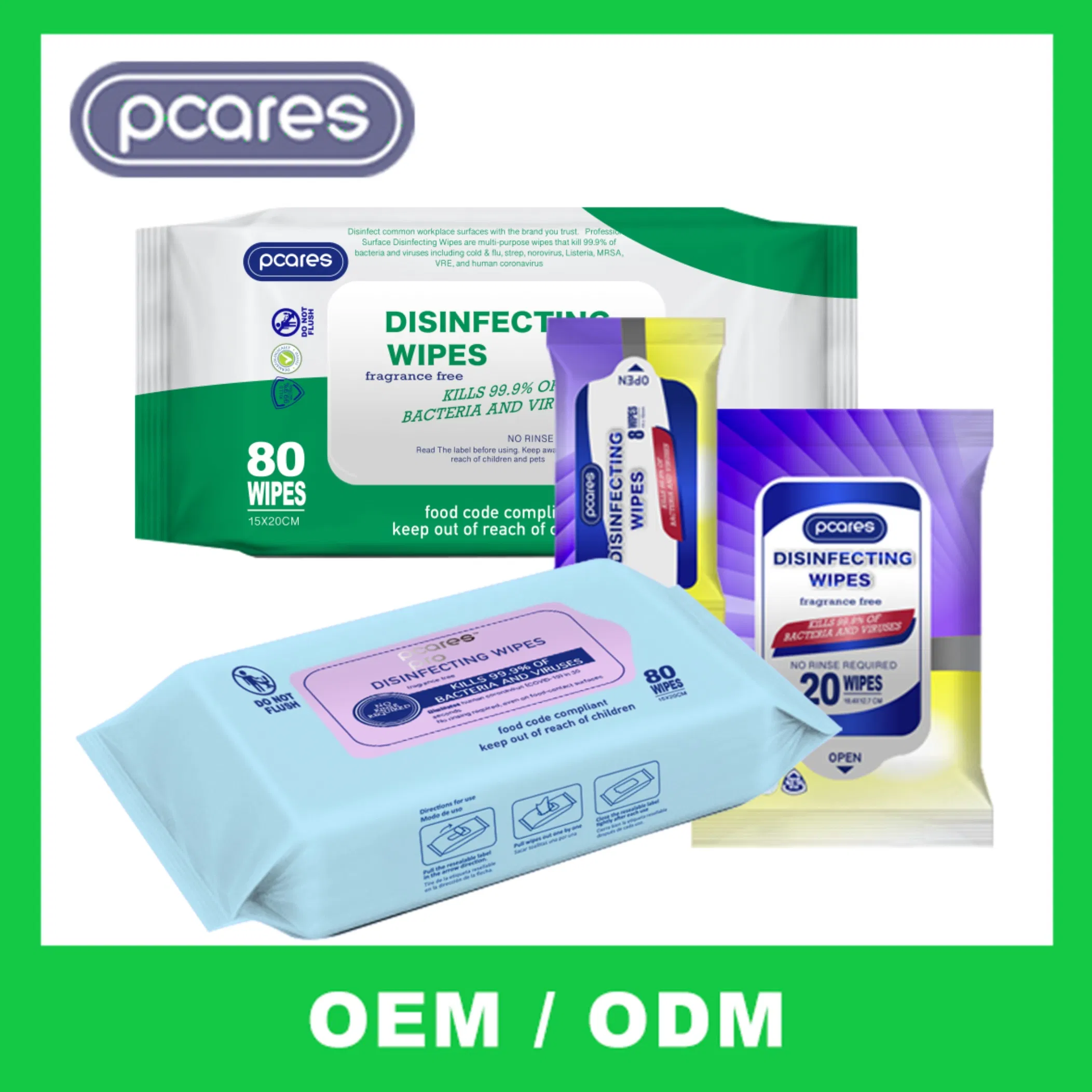 ODM Antibacterial Disinfectant Cleaning Wipes for Rapid Surface Sanitization