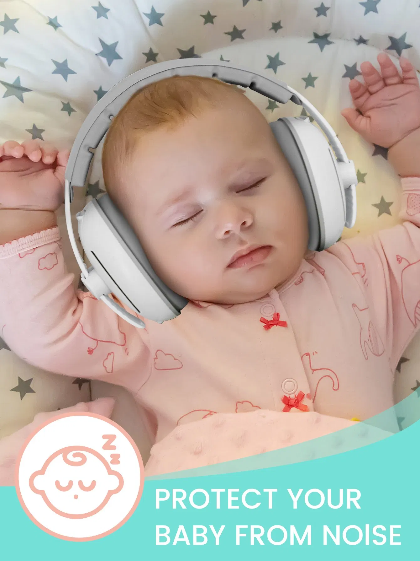2-in-1 ABS Material Kids & Baby Protective Earmuffs-Safety Hearing Protection Earmuffs for Sleep (Rainbow Pattern)