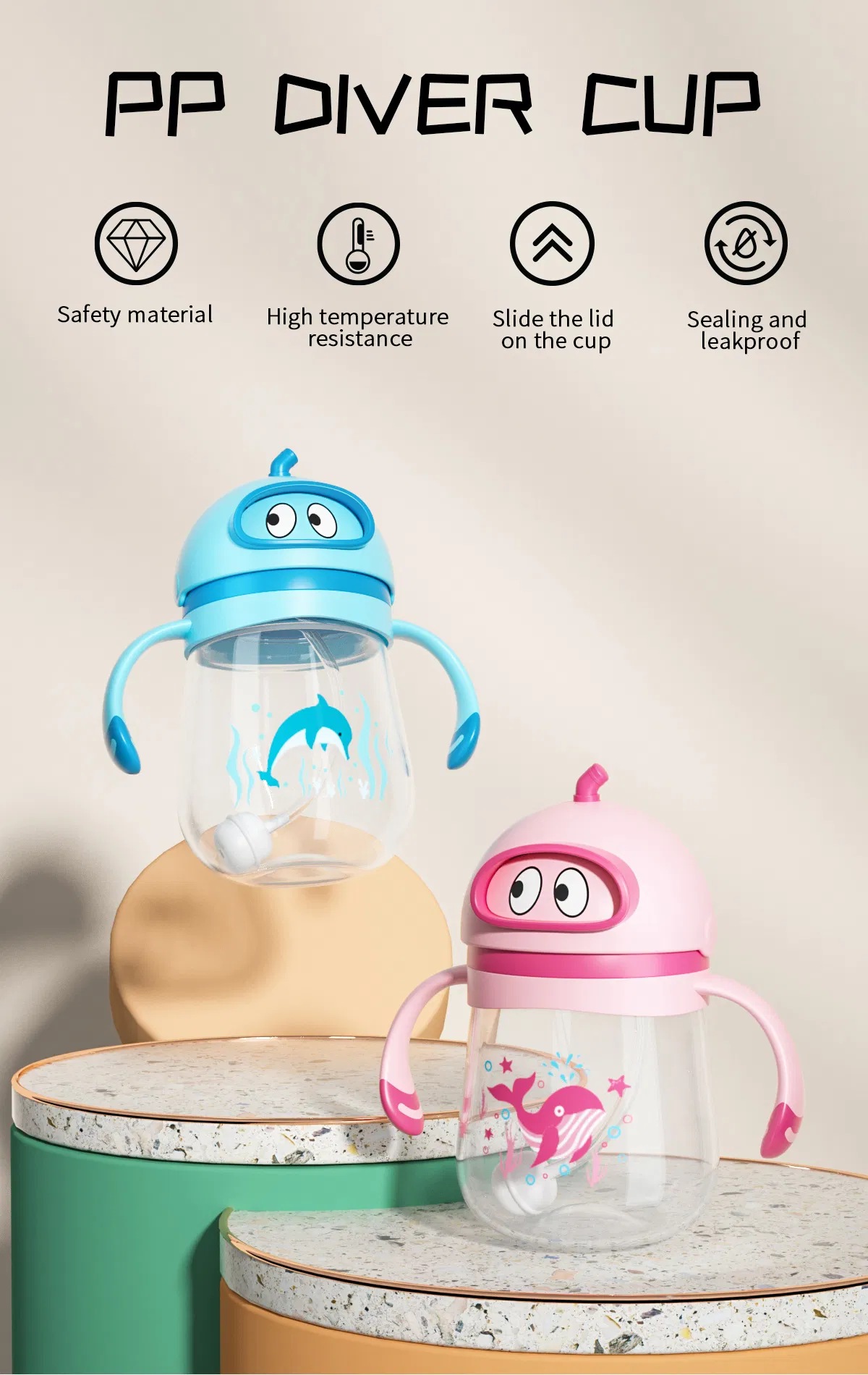 BPA Free Infant Bottle Wide Neck Cup Water Bottle Baby Straw Cup