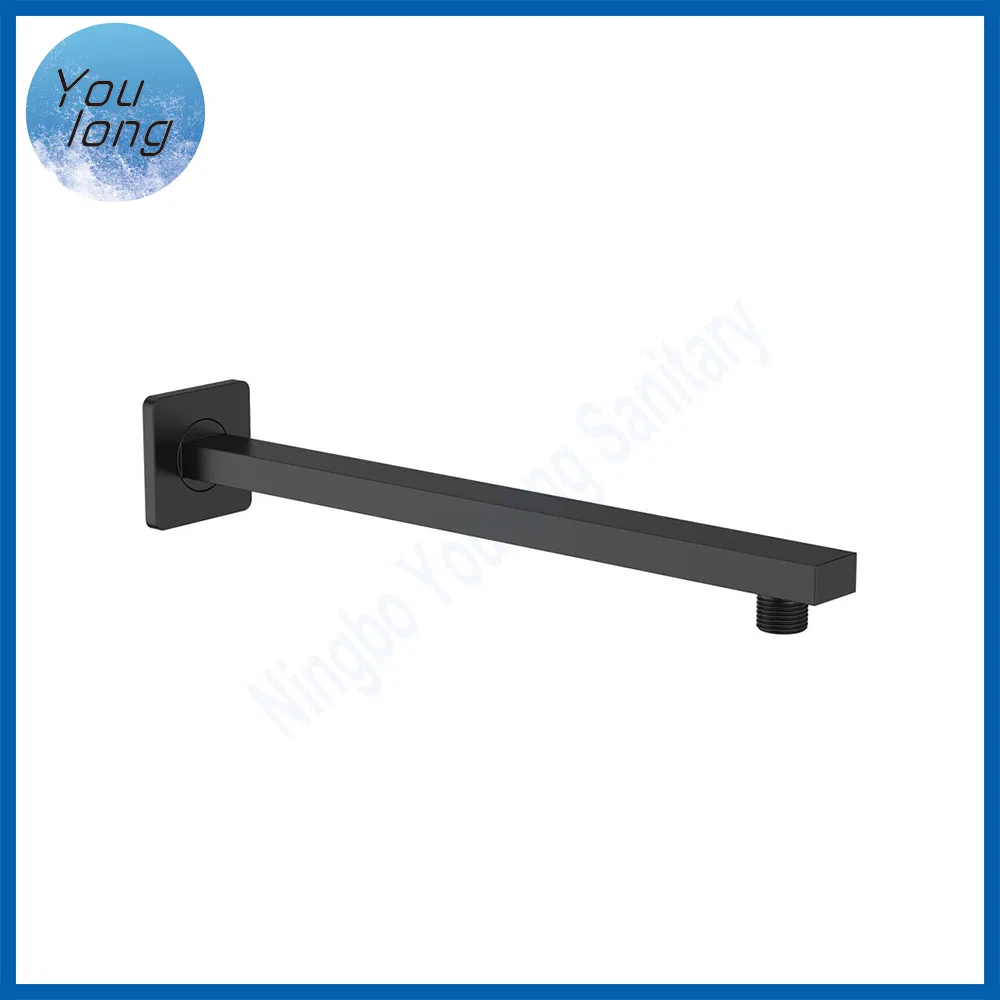 Wall Mount Square Black Shower Arm with Flange Extension Bathroom Shower Arm