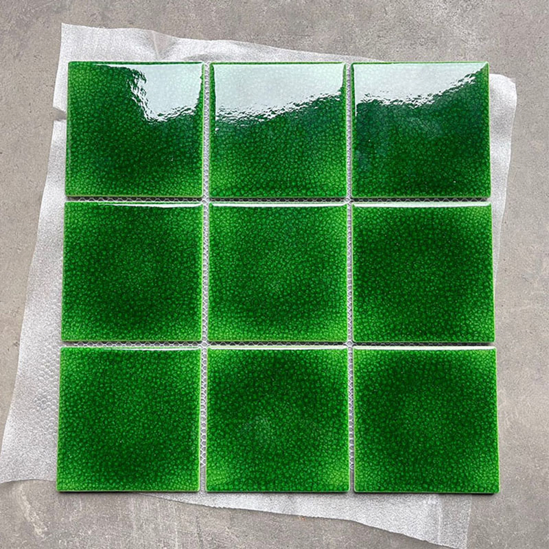 Thick Ice Crack Shower Bathroom Green Mosaic Wall Art Mirror Tiles Glass