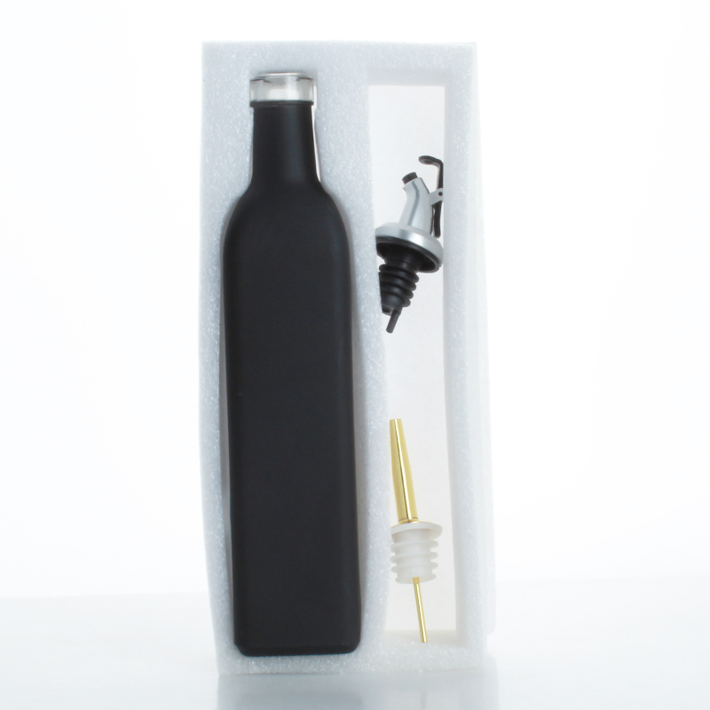Custom Empty Square 500ml Olive Oil Glass Bottle with Plastic Pourer Caps