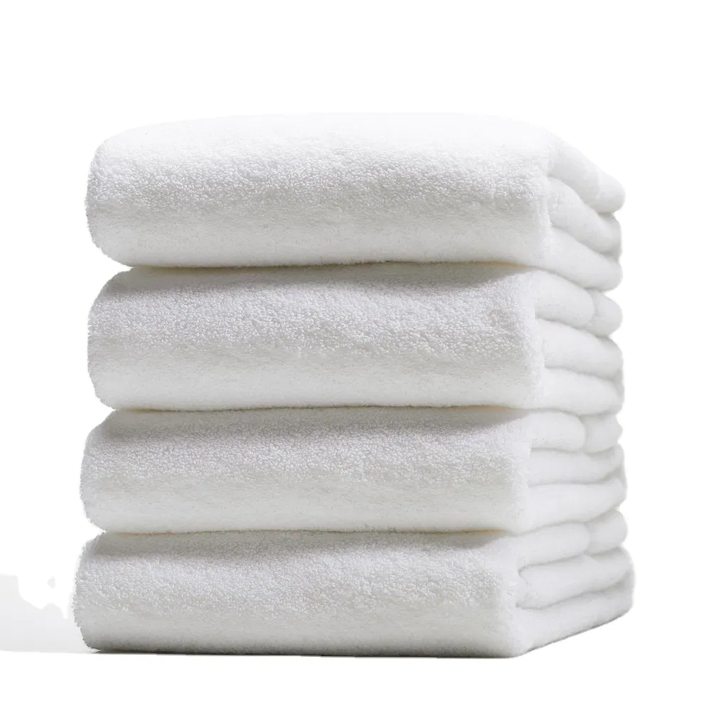 Free Sample Luxury Collection 100% Cotton Star Hotel White Bath Towel with Logo 09