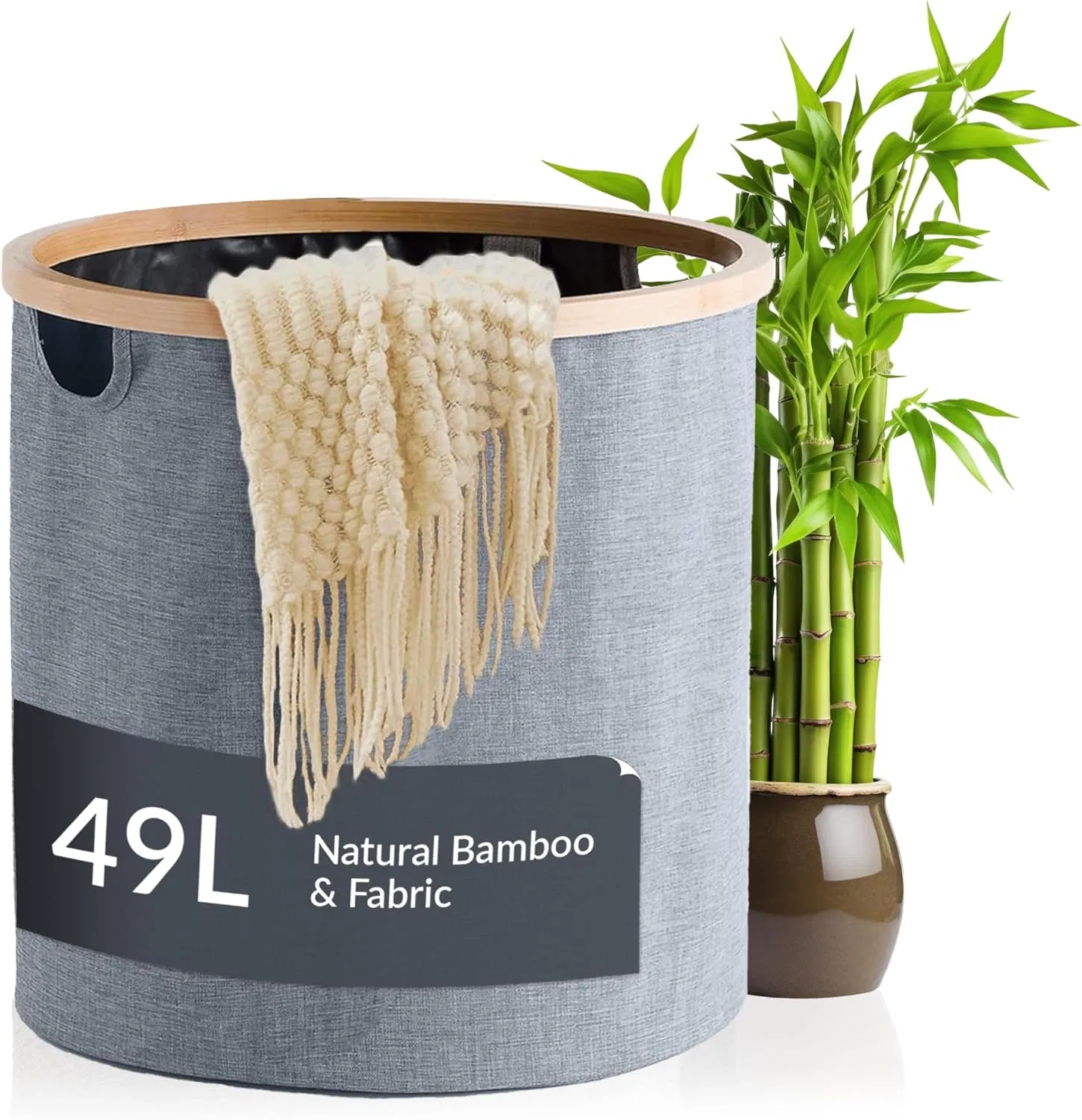 Bamboo Household Minimalist Living Room Bedroom Laundry Room Circular Clothing Storage Basket