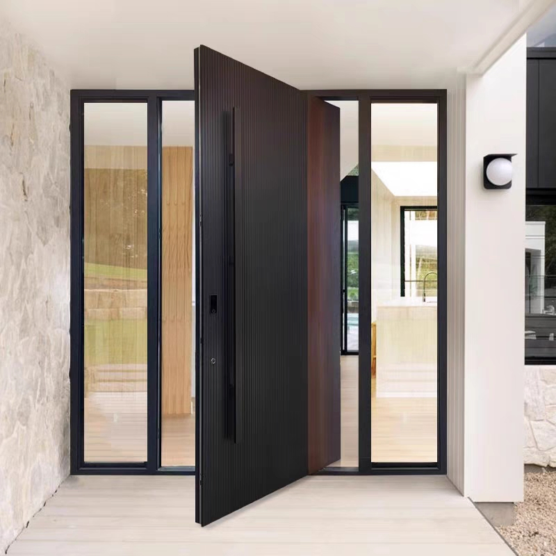 Luxury Exterior Front Villa Entrance Entry External Metal Aluminum Pivot Door for Home