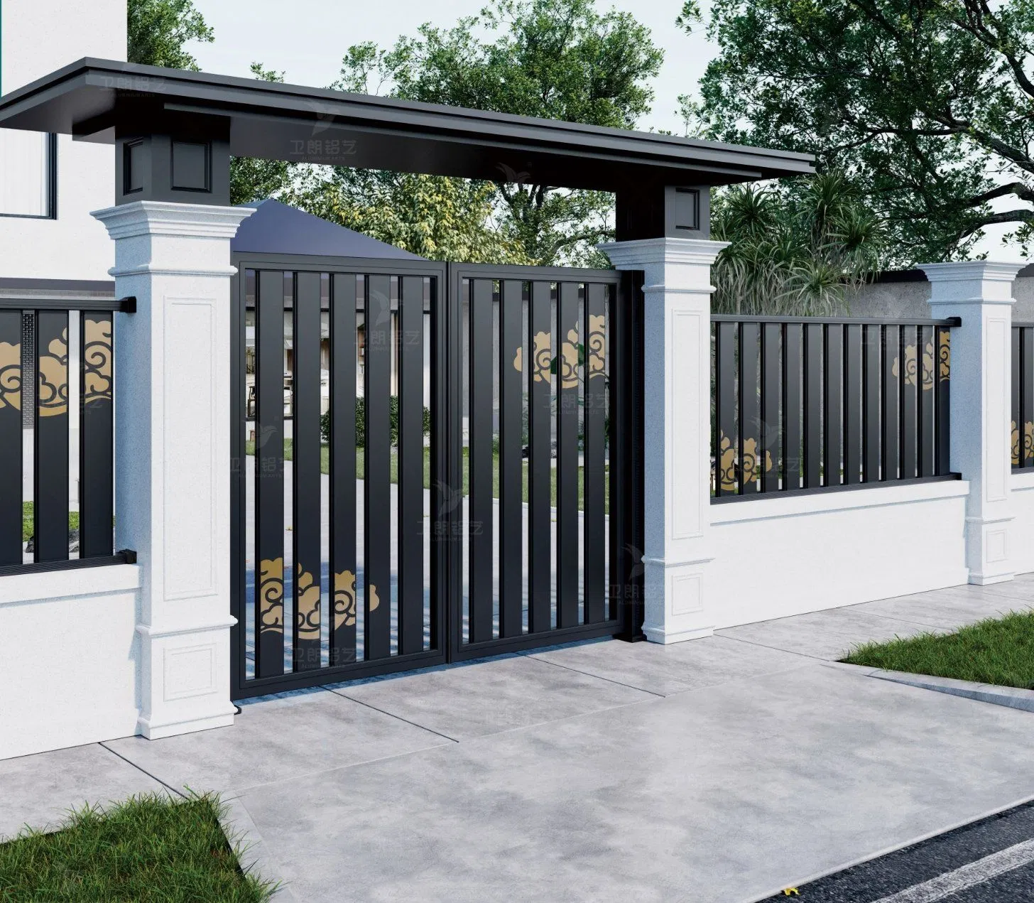 Раздвижная садовая дверь из алюминия в восточном стиле