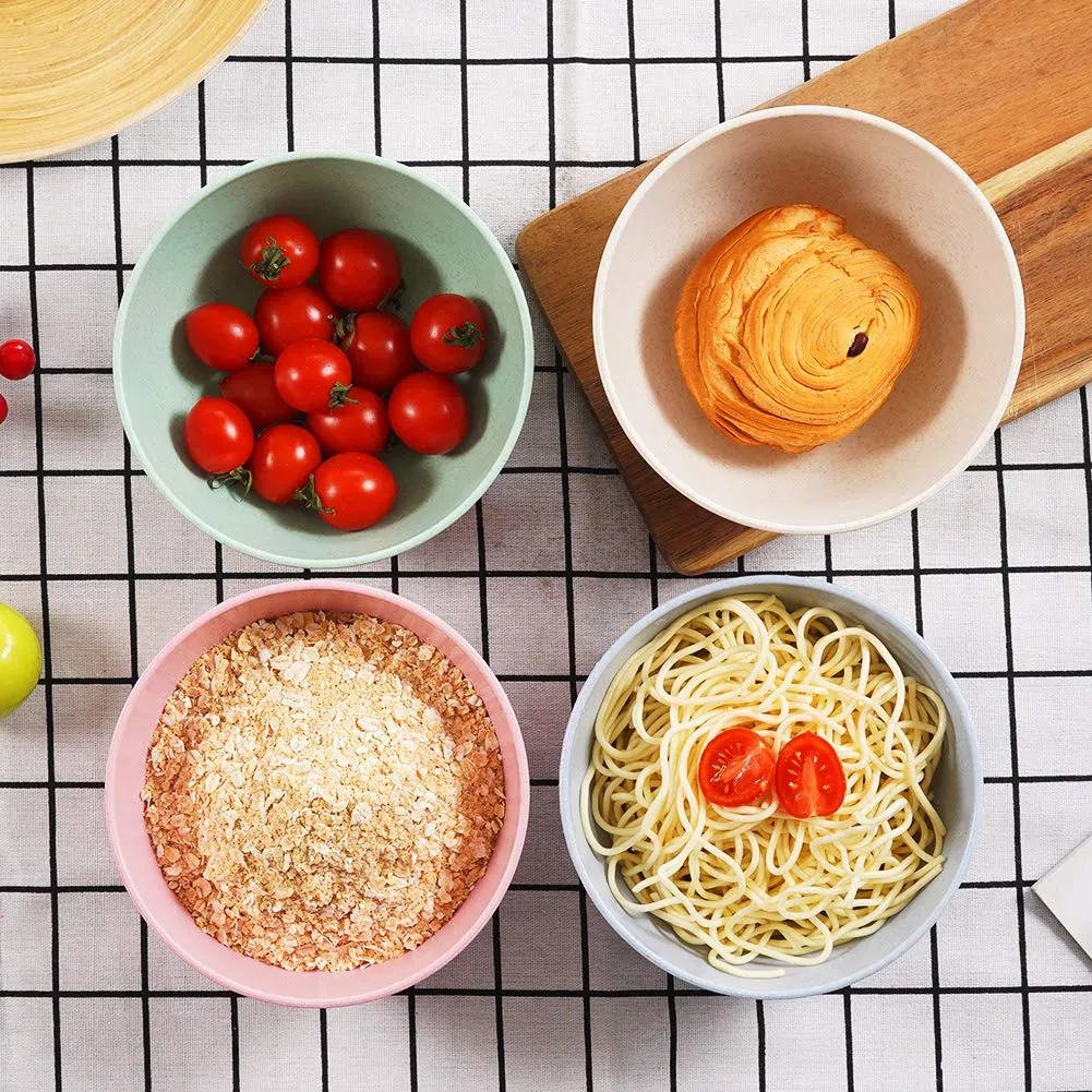 Multicolor Cereal Wheat Straw Fiber Bowl Unbreakable Lightweight Snacks Rice Bowls