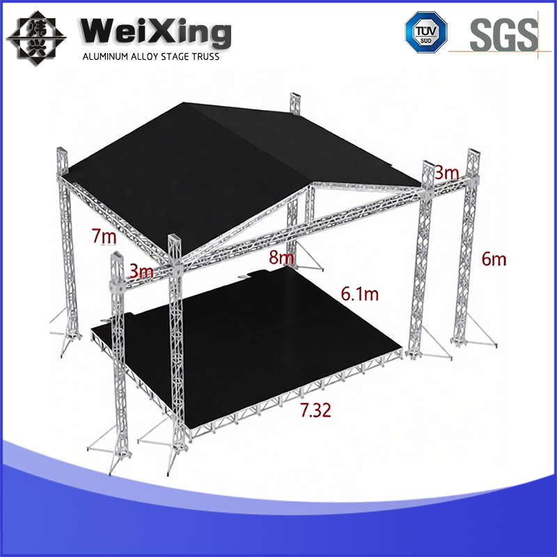 290/300/400/600 Square Aluminum Stage Truss LED Screen Event Concert Spigot Global for Events with Roof/Arch Roof Lifting System Thomas Bolt Truss