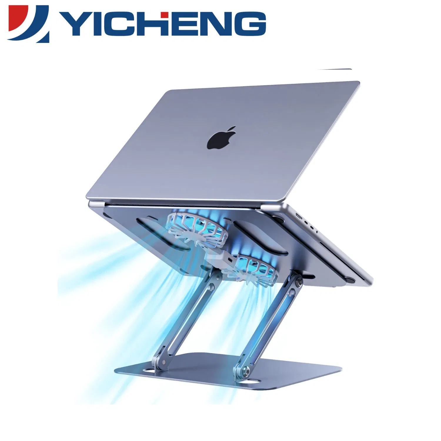Foldable Laptop Tablet Stand Holder Carbon Steel with Fan Cooling, Space-Saving Design for Home Office Computer Stand