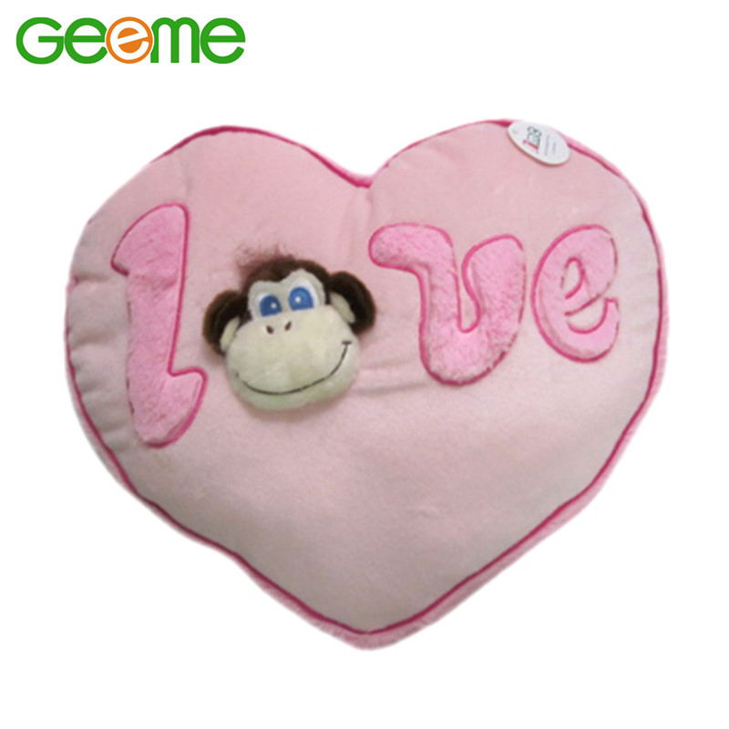 Soft Stuffed Plush Heart Shaped Pillow Cushion with Monkey Head