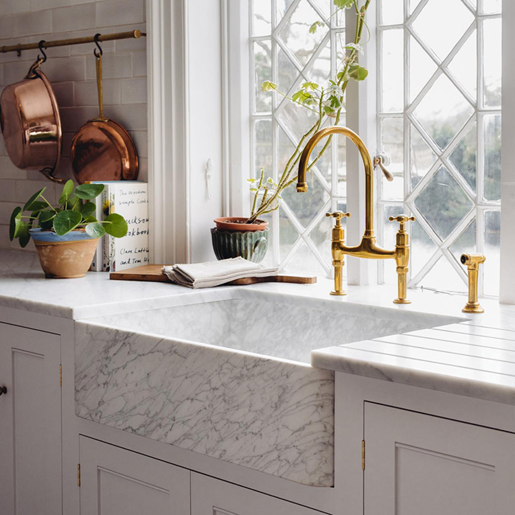 Beautiful Design Home Indoor Hand Carved Polished White Marble Kitchen Sink