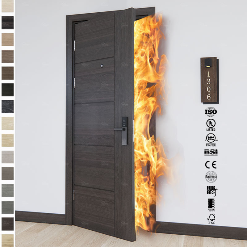 China Top Fire Wood Door Factory Custom High End BS En as CE UL Wood Fire Doors for School Apartment Hospital Hotel Room Fireproof Wooden Door Fire Rated Doors