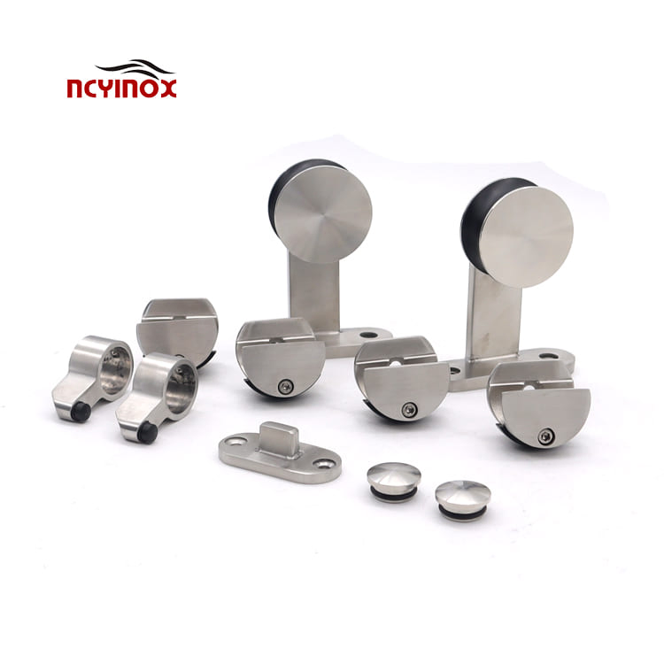 Interior Frameless Shower Room Bathroom Glass Sliding Hanging Door Kits Wheel Roller Folding Glass Door System