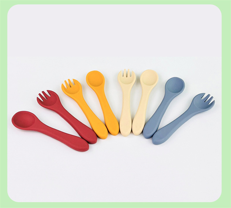 Ergonomic Baby Spoon and Fork Set – Soft Silicone Handles for Easy Grip