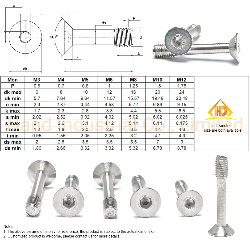 Винт панельный потайной с внутренним шестигранником