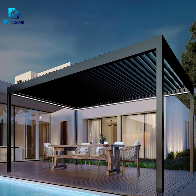 Customized Design Prefabricated Automatic Foldable Pergola Nordic Sun Rooms Balcone Garden Exterior Design Aluminum Veranda