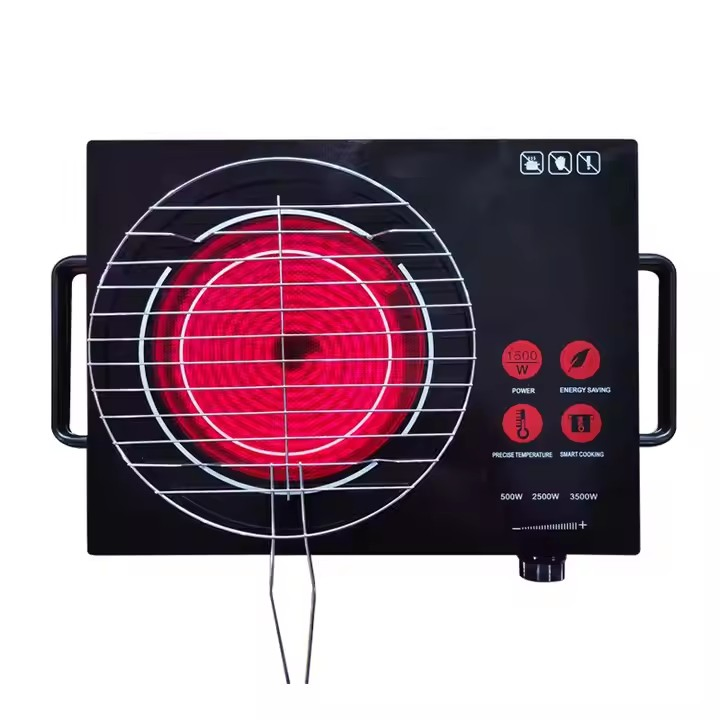 Electric Single Infrared Burner Ceramic Glass Hot Plate Cooktop with Stainless Steel Base