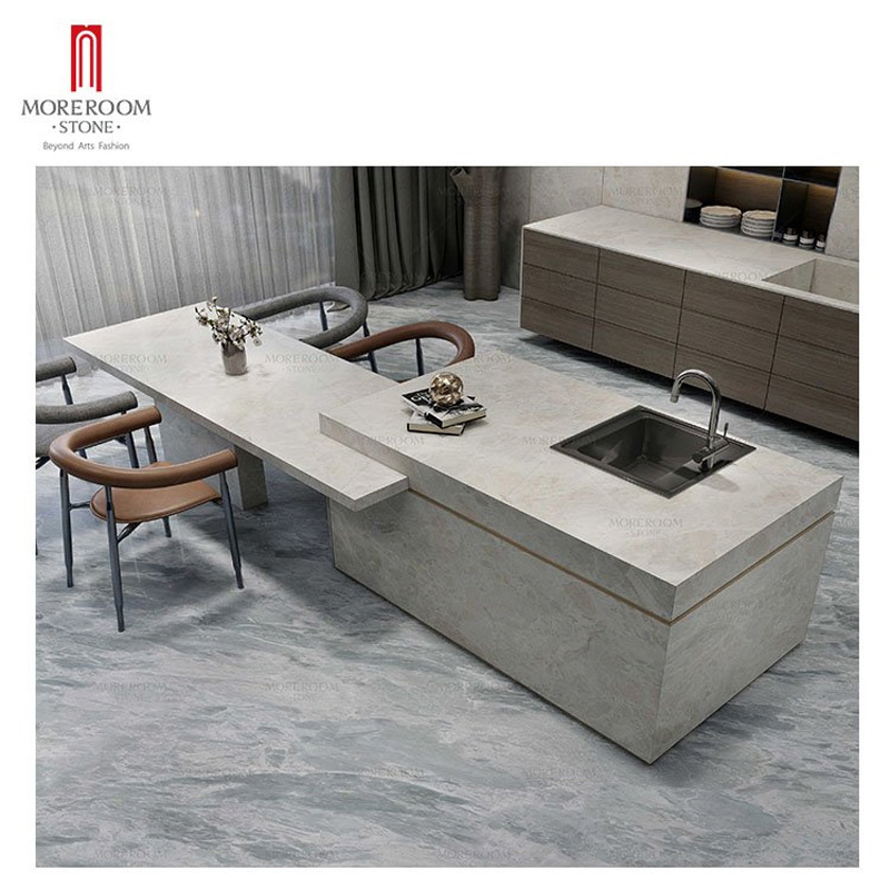 White Marble Look Porcelain Ceramic Tile Sintered Stone for Kitchen Island Countertop