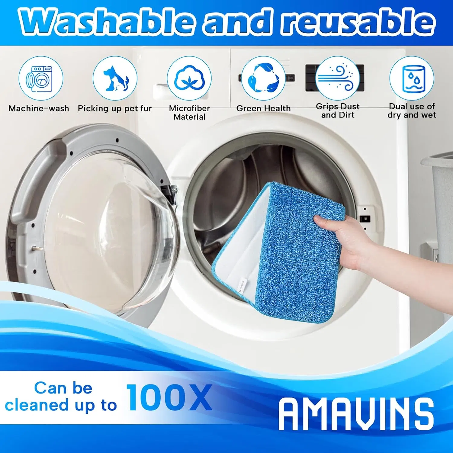 Ultra-Soft Microfiber Mop Head Pads for Effortless Cleaning