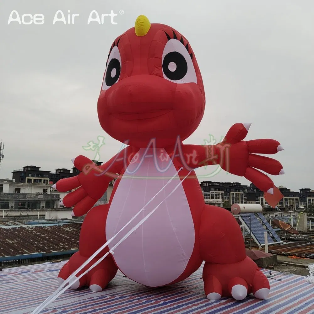 Customized Cute Red Inflatable Cartoon Small Dinosaur Model for Outdoor Party Decorations