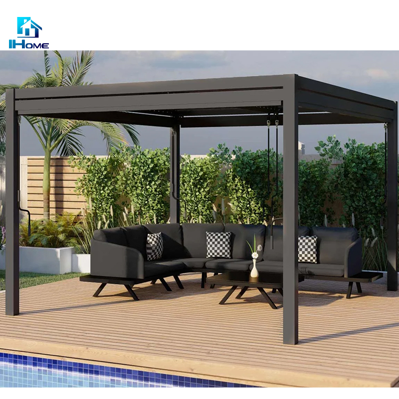 DIY Modern Design Bioclimatic Awning Cover Waterproof Louvre Roof Louver Gazebo Outdoor Aluminum Pergola