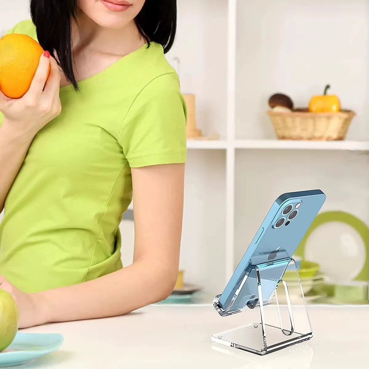 Elegant Clear Acrylic Stand for Mobile Devices and Tablets