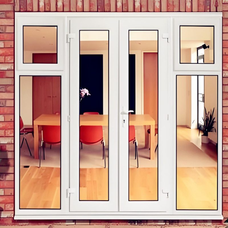 Premium White UPVC Double Glazed Casement Door with Decorative Strips