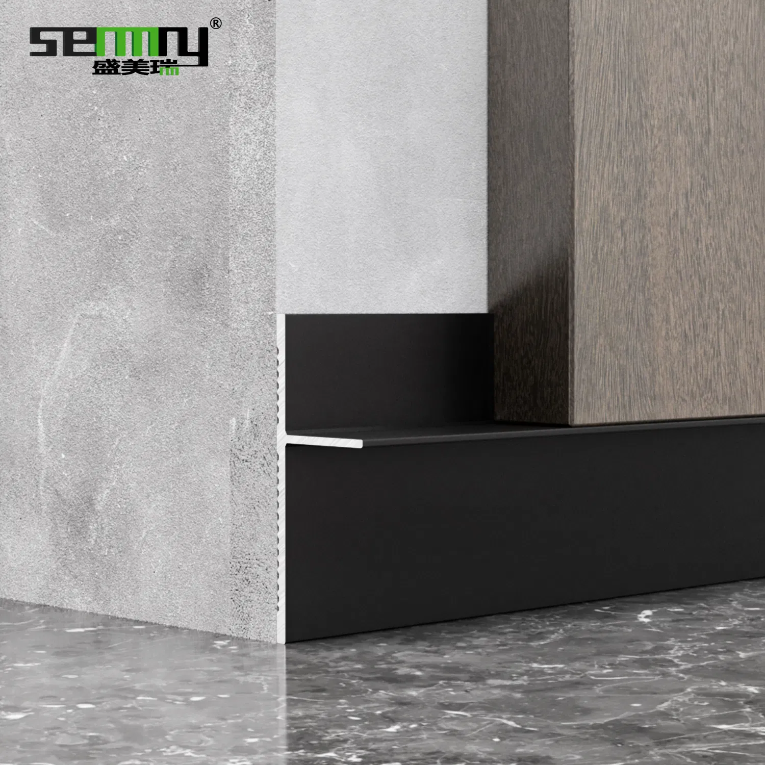 Recessed Click System Wall Floor Corner Trim Aluminium Concealed Skirting