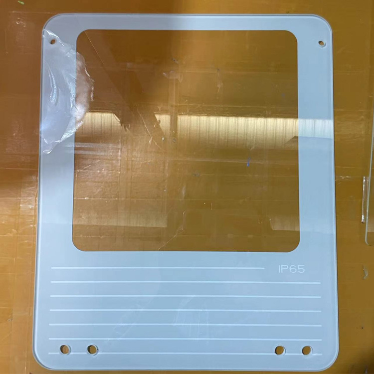 Customized Molded Soda Lime Frosting Tempered Glass with Extra Ultra Clear Black Silk Screen Printing for Lampshade Lighting Cover with Anti-Slip Point
