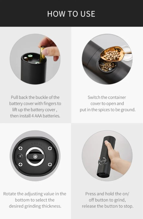 Электрическая мельница для перца с регулировкой помола