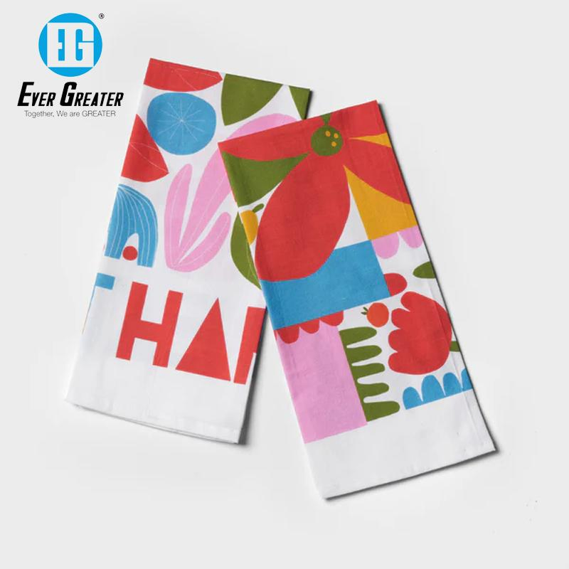 Custom Printed Organic Cotton Kitchen Towels High Quality Reusable Kitchen Towel Cotton for Sustainable