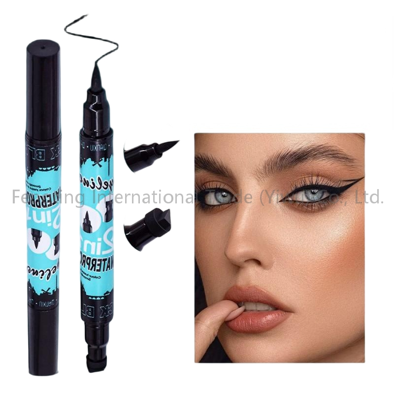 2 in 1 Waterproof Black Gel Eyeliner Pencil Stamp 48 Hours Long Lasting Eye Pen Private Label