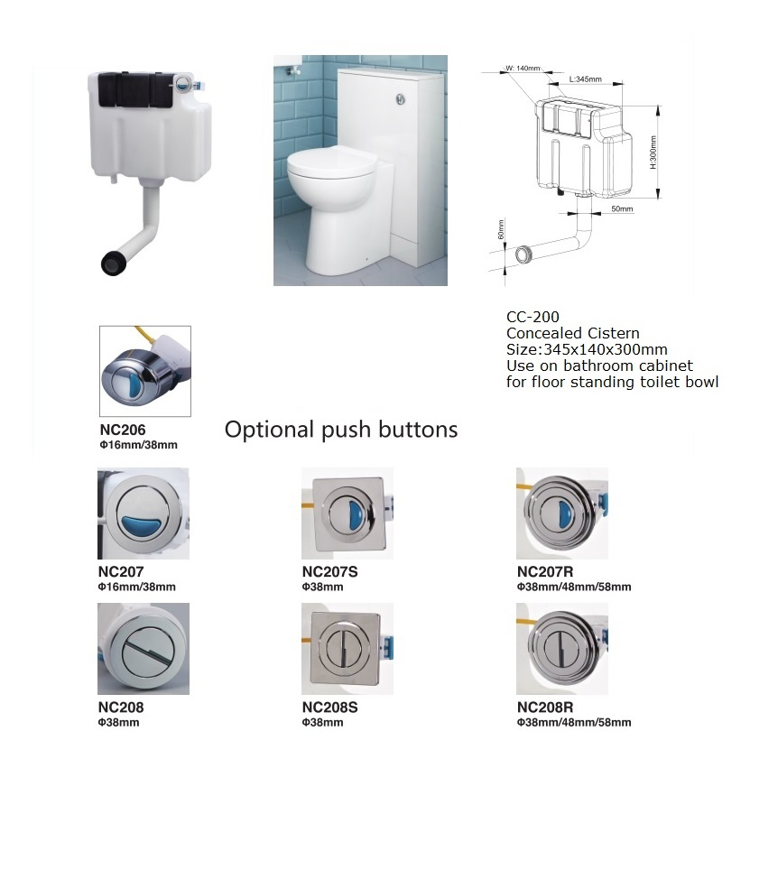 Cc-200 Cabinet Built-in Cistern, Plastic Water Tank, Plastic Flush Cistern, Concealed Cistern
