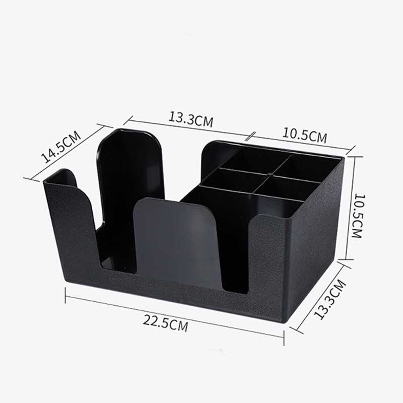 Foodservice Plastic Bar Caddy Black Straws Organizer with 6 Compartments